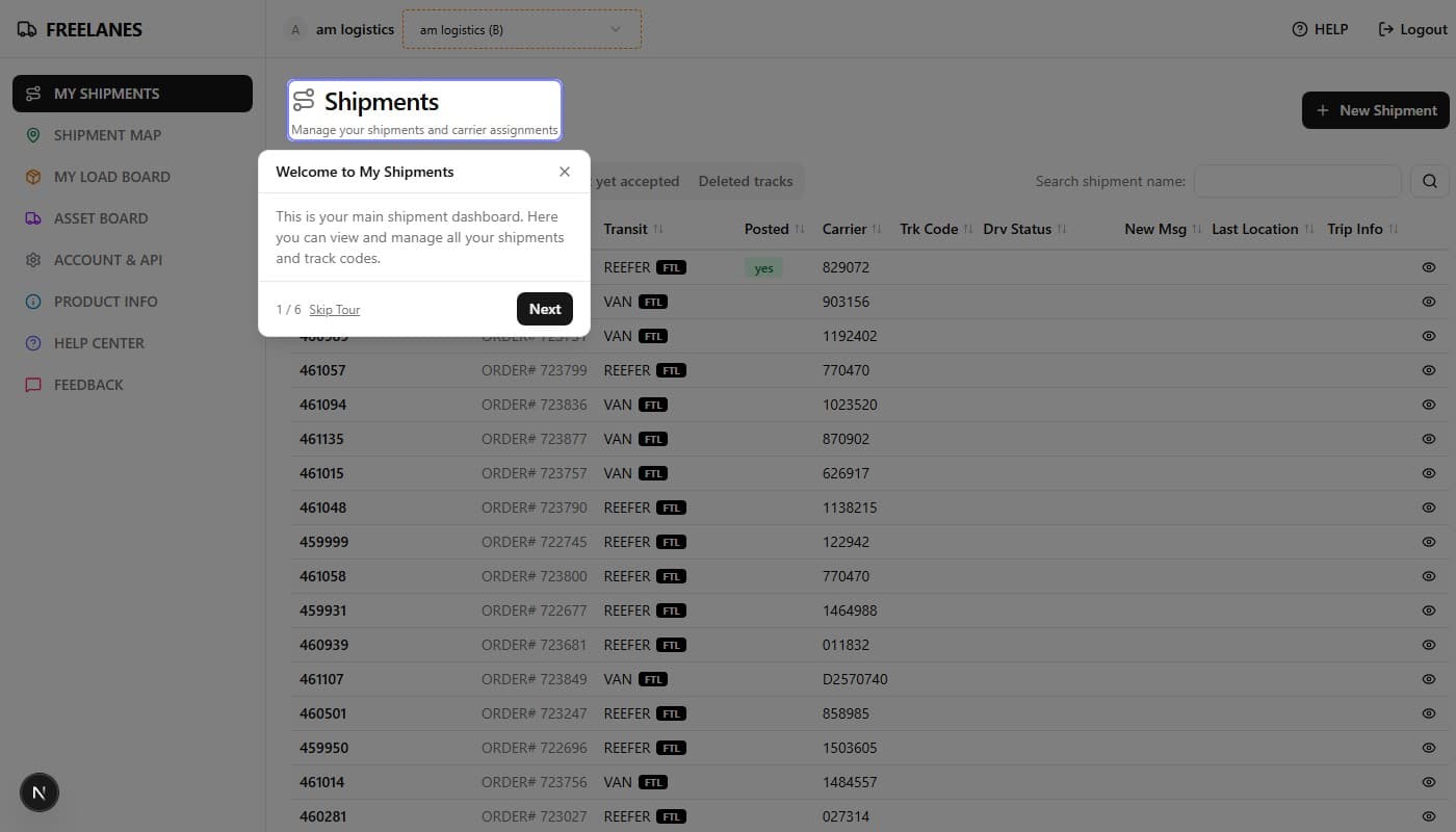 Shipment Detail — Stops